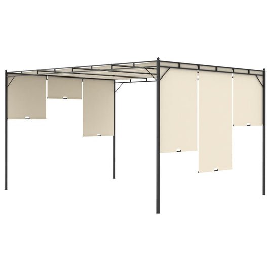 Hagepaviljong med sidegardin 4x3x2,25 m kremhvit