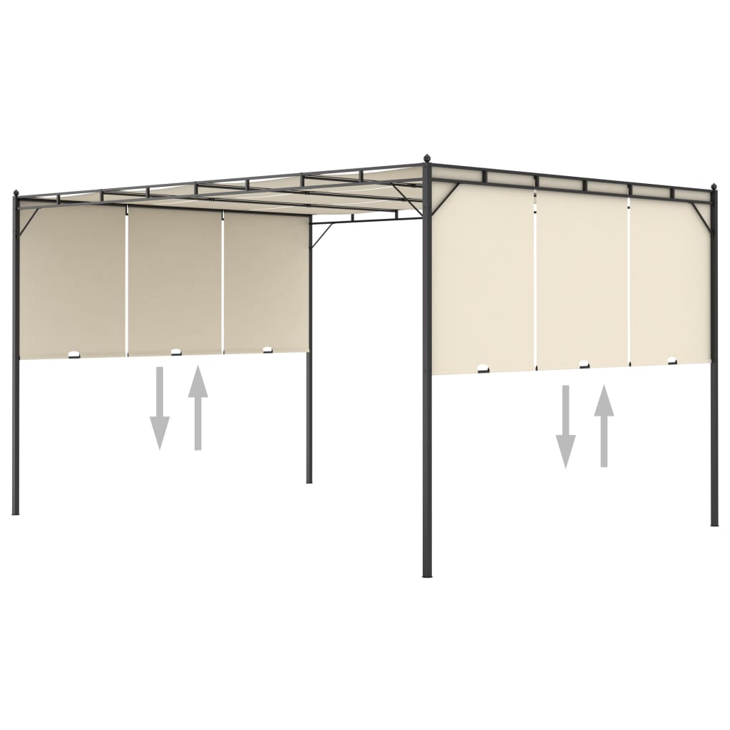 Hagepaviljong med sidegardin 4x3x2,25 m kremhvit