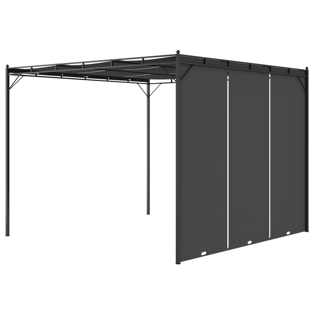 Hagepaviljong med sidegardin 3x3x2,25 m antrasitt