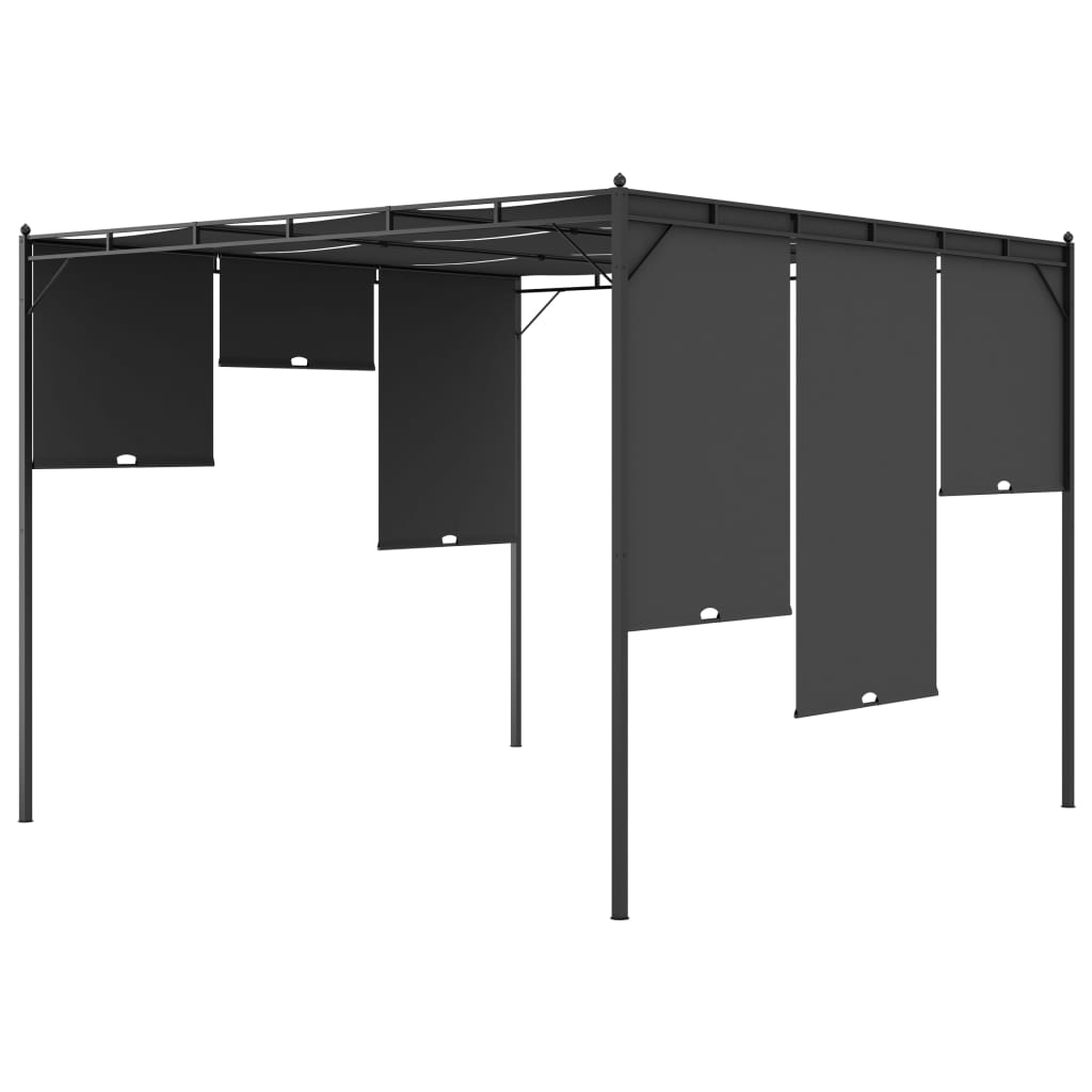 Hagepaviljong med sidegardin 3x3x2,25 m antrasitt
