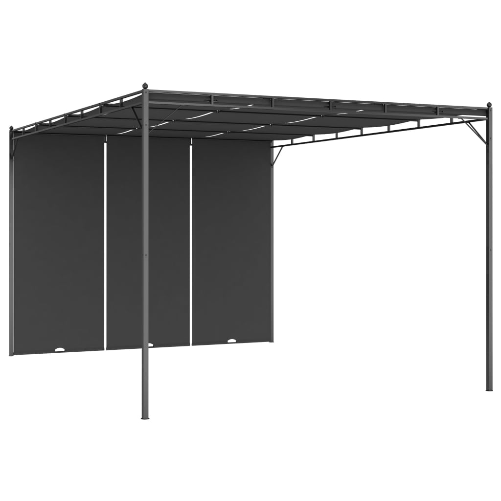 Hagepaviljong med sidegardin 4x3x2,25 m antrasitt