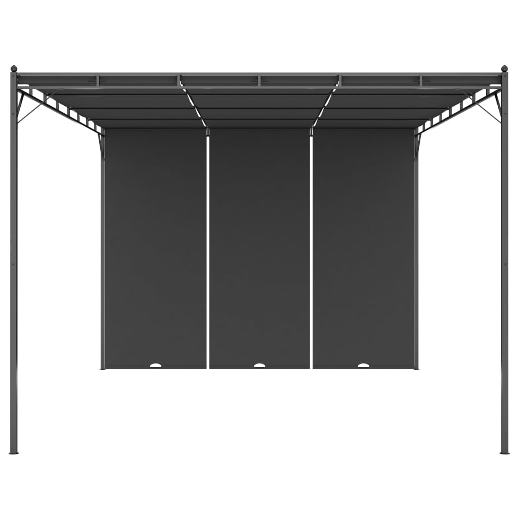 Hagepaviljong med sidegardin 4x3x2,25 m antrasitt