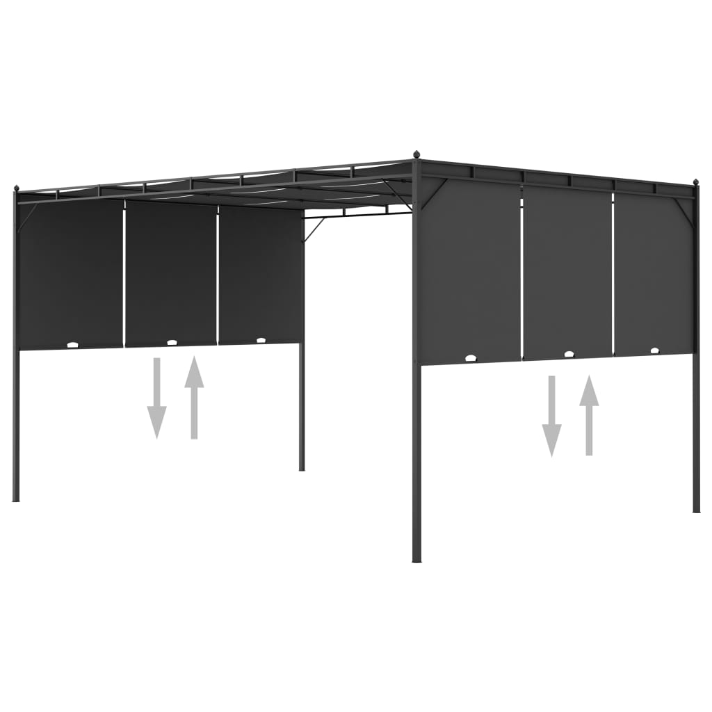 Hagepaviljong med sidegardin 4x3x2,25 m antrasitt