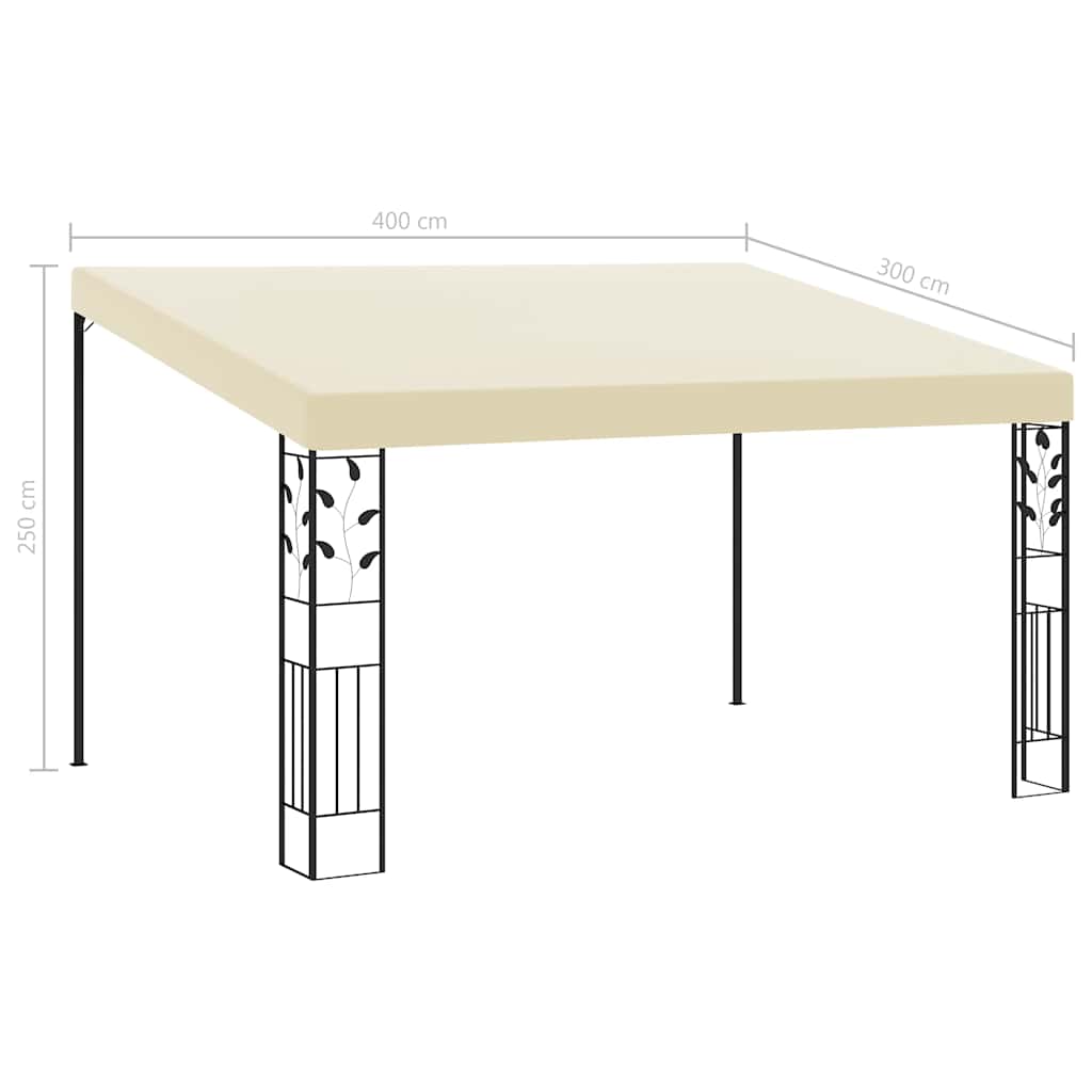 Veggmontert paviljong 4x3x2,5 m kremhvit