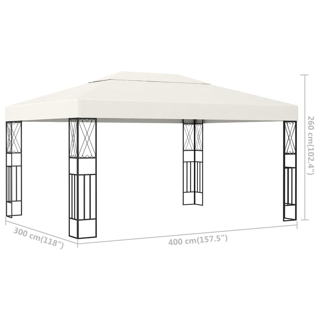 Paviljong 3x4 m kremhvit stoff