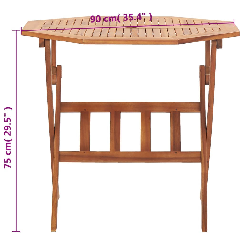 Sammenleggbart hagebord 90x75 cm heltre akasie