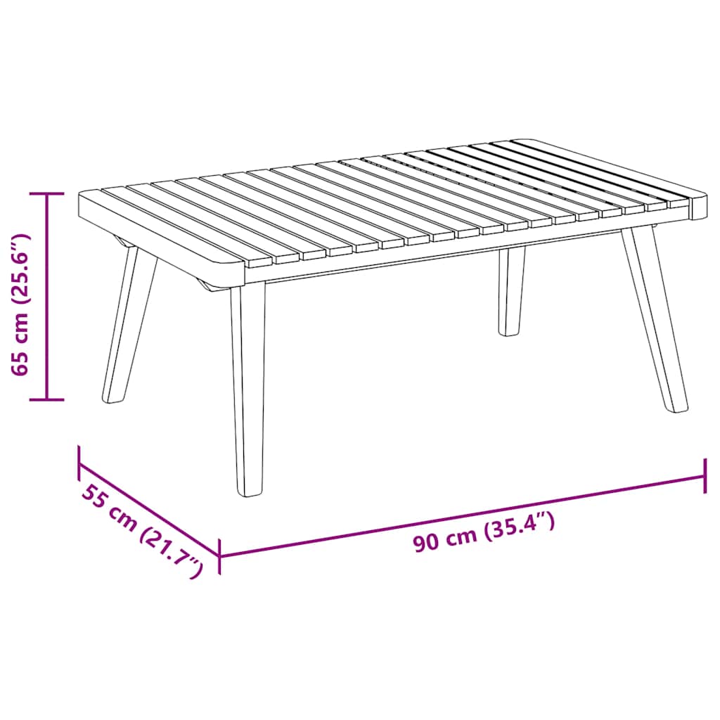 Salongbord til hage 90x55x35 cm heltre akasie vidaXL