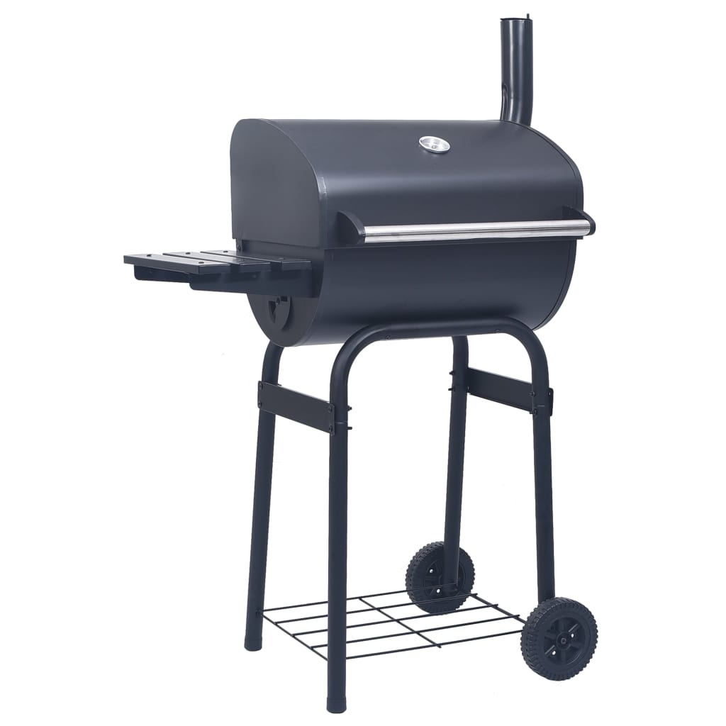 Røykgrill med bunnhylle kull svart