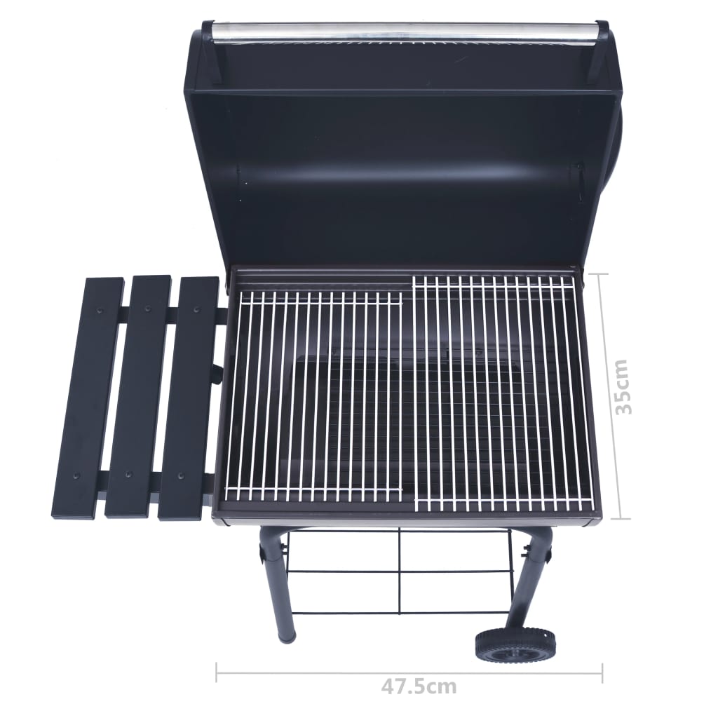 Røykgrill med bunnhylle kull svart
