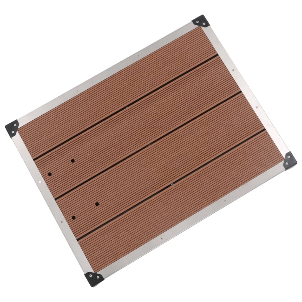 Utendørs dusjbrett WPC rustfritt stål 80x62 cm brun