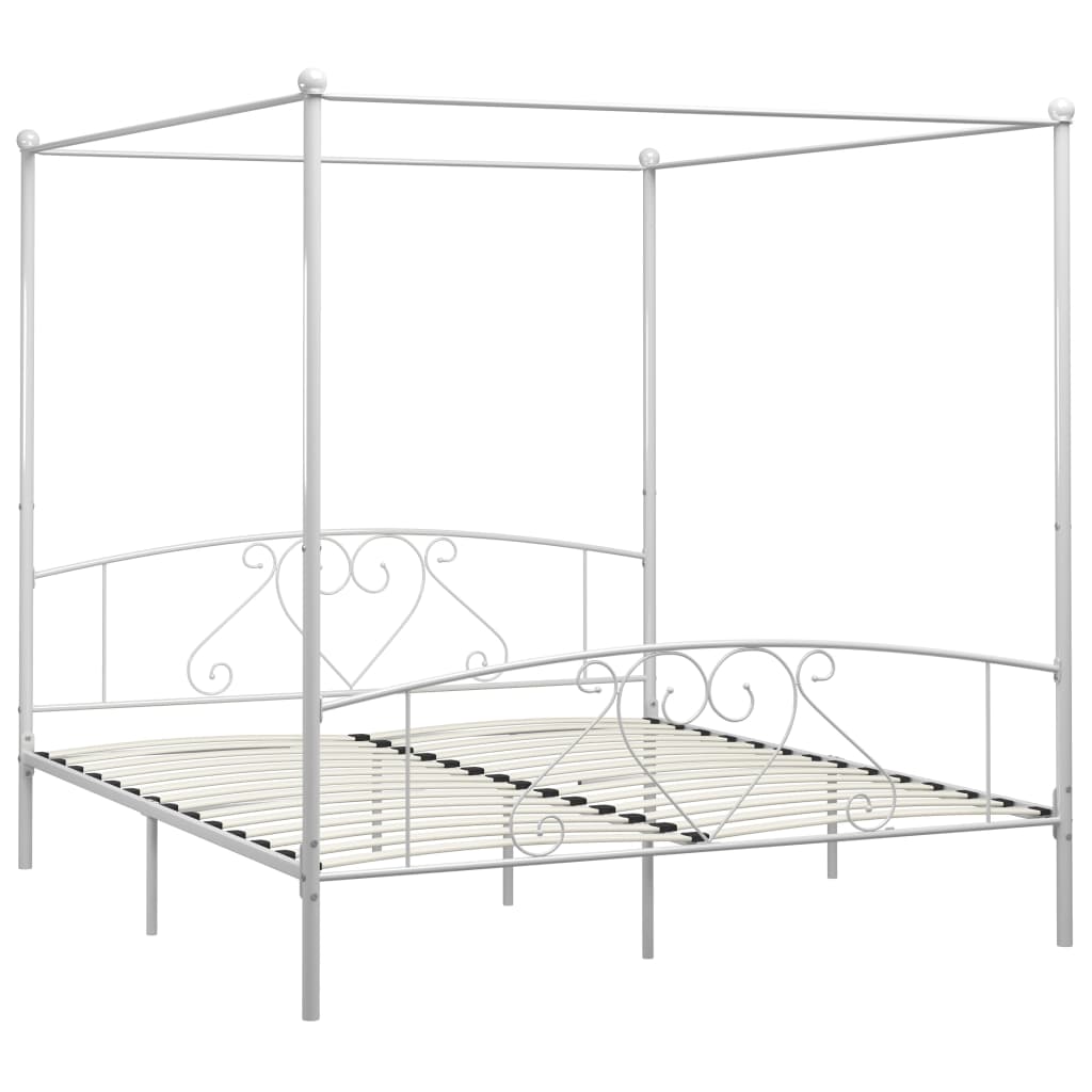 Himmelsengeramme hvit metall 200x200 cm
