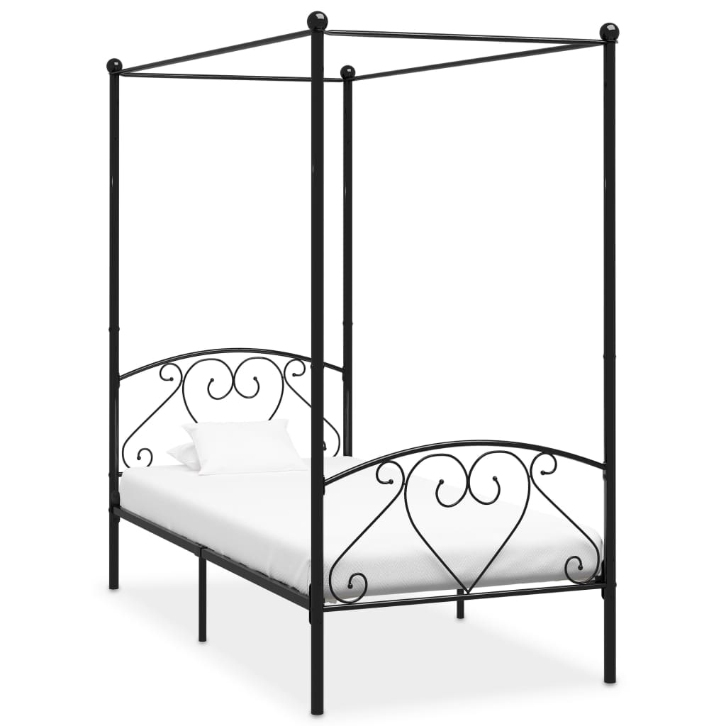 Himmelsengeramme svart metall 100x200 cm
