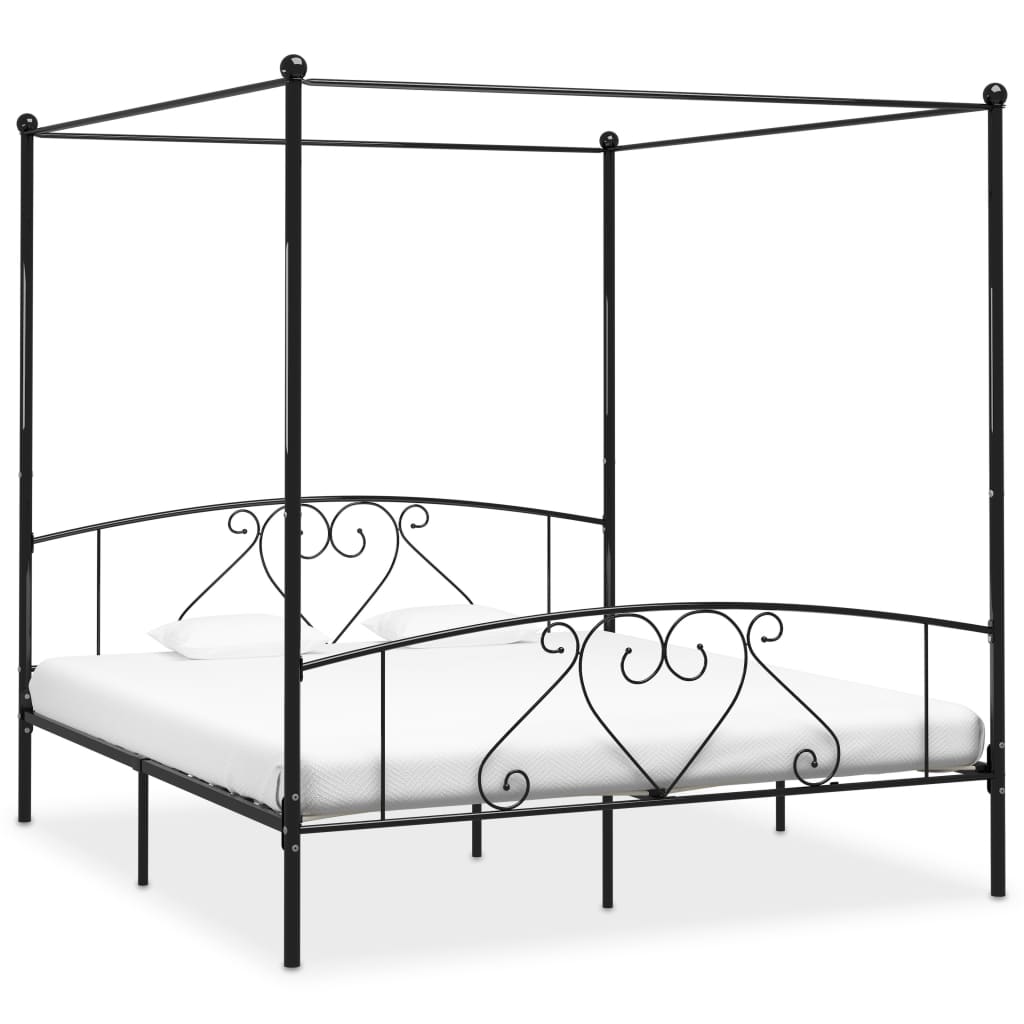 Himmelsengeramme svart metall 180x200 cm