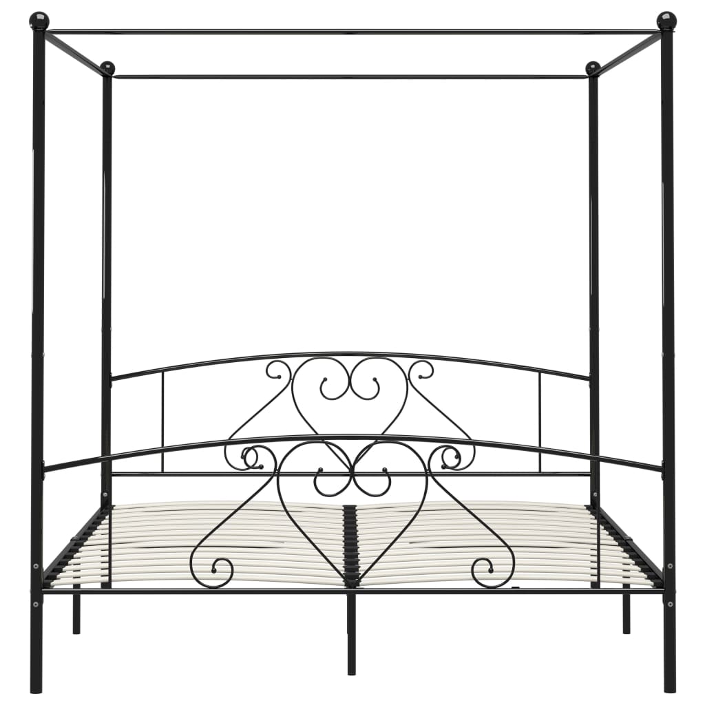 Himmelsengeramme svart metall 180x200 cm