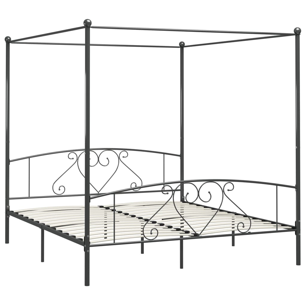 Himmelsengeramme grå metall 200x200 cm