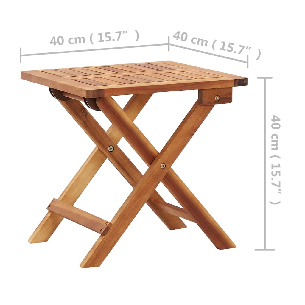Sammenleggbart salongbord til hage 40x40x40 cm heltre akasie vidaXL