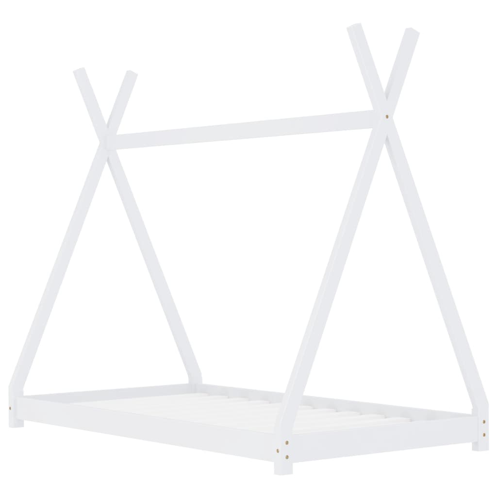 Sengeramme for barn heltre furu hvit 80x160 cm