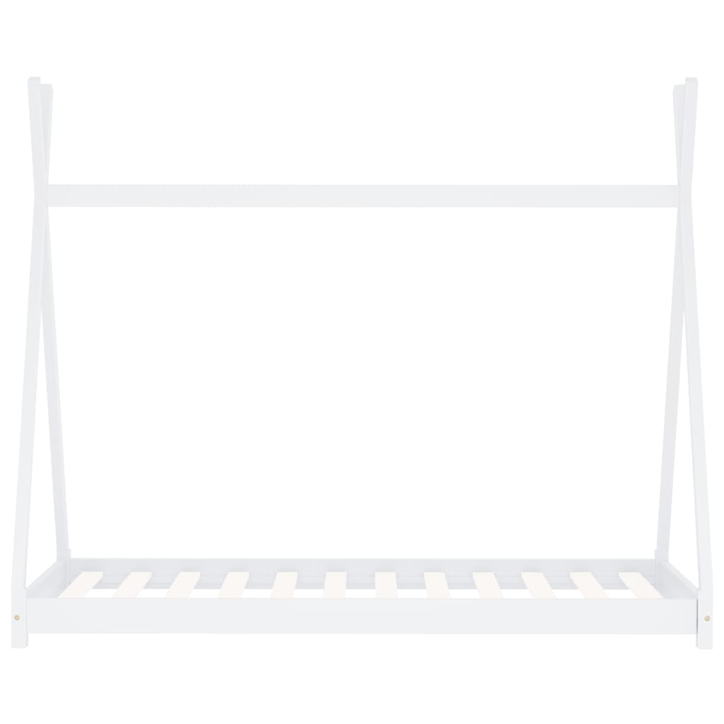 Sengeramme for barn heltre furu hvit 80x160 cm