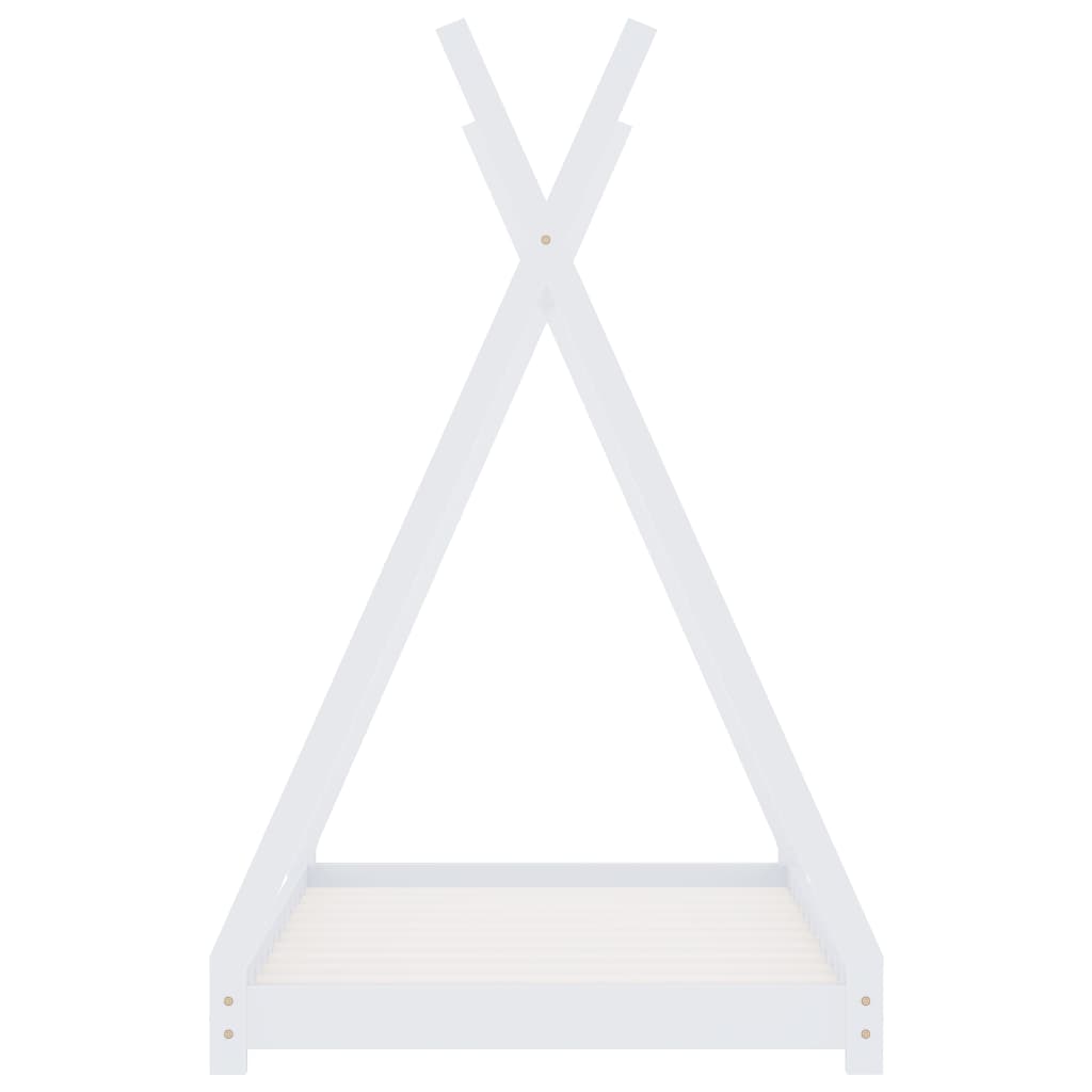 Sengeramme for barn heltre furu hvit 80x160 cm