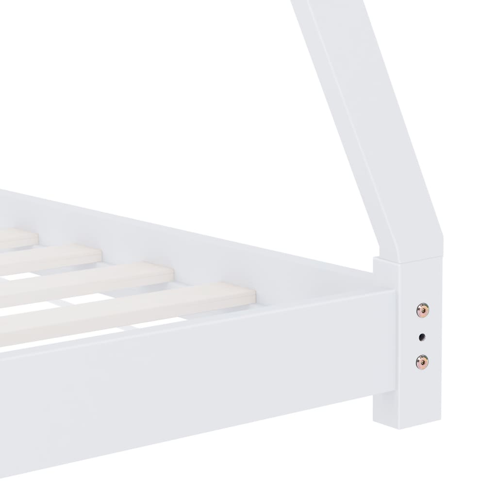 Sengeramme for barn heltre furu hvit 80x160 cm