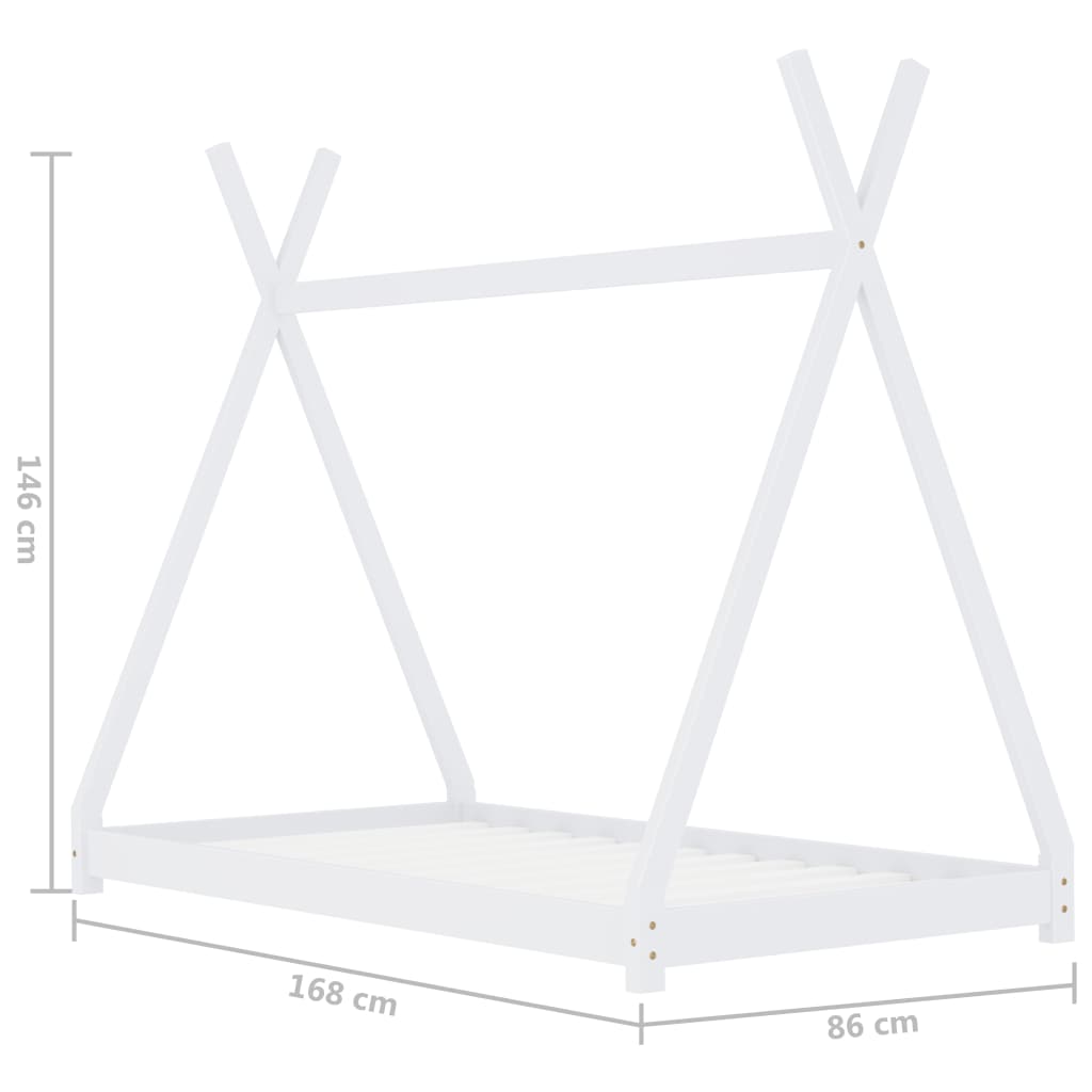 Sengeramme for barn heltre furu hvit 80x160 cm