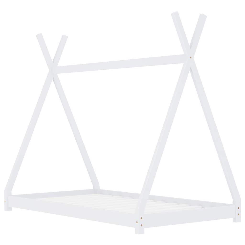 Sengeramme for barn heltre furu hvit 90x200 cm