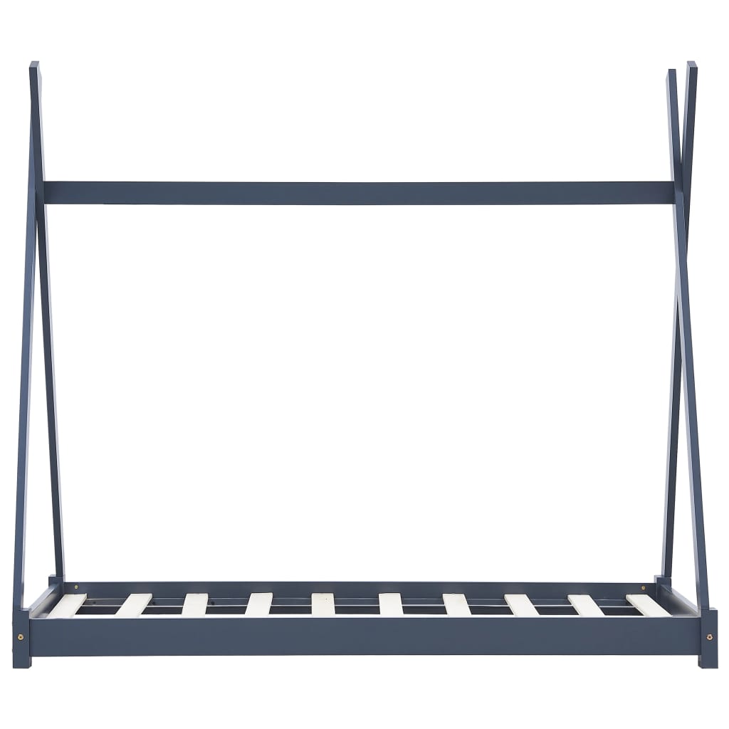 Sengeramme for barn heltre furu grå 80x160 cm