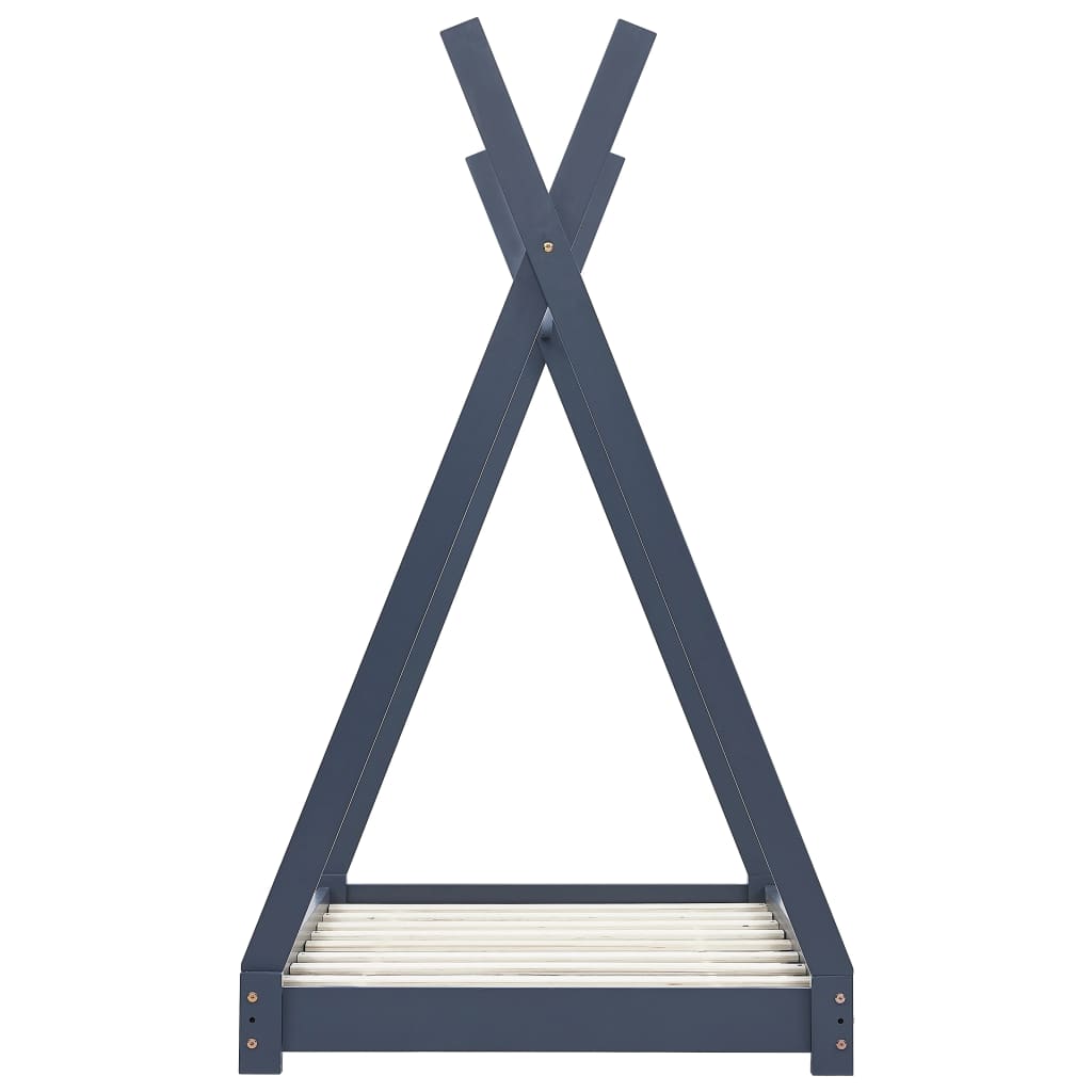 Sengeramme for barn heltre furu grå 80x160 cm