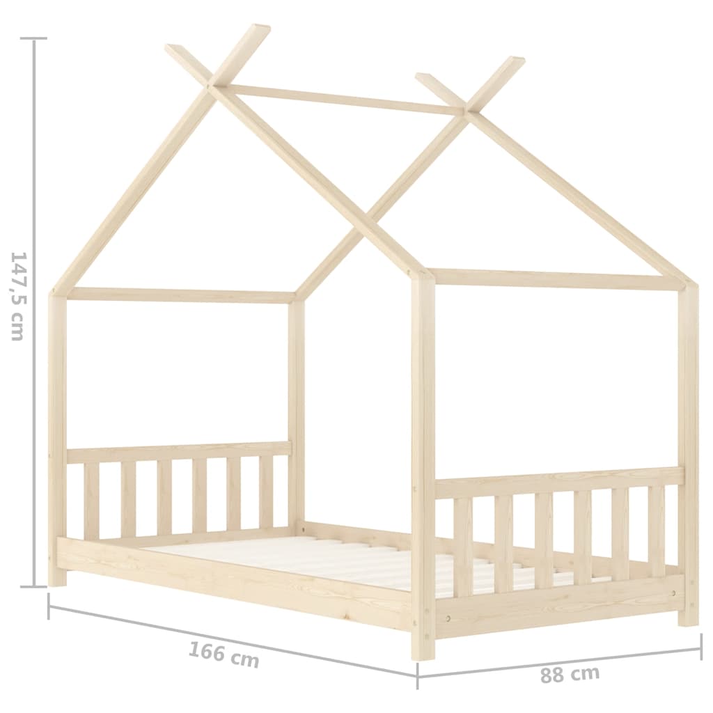 Sengeramme for barn heltre furu 80x160 cm