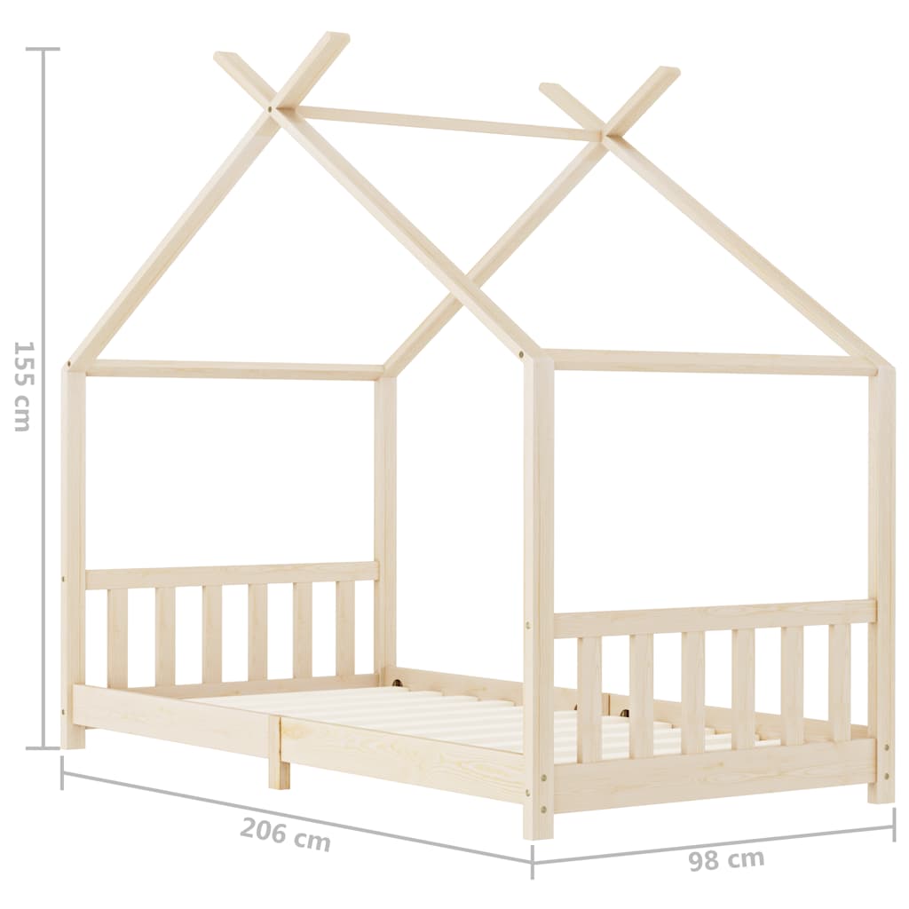 Sengeramme for barn heltre furu 90x200 cm