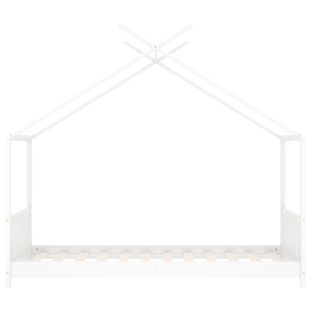 Sengeramme for barn heltre furu hvit 80x160 cm