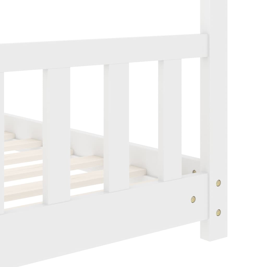 Sengeramme for barn heltre furu hvit 80x160 cm