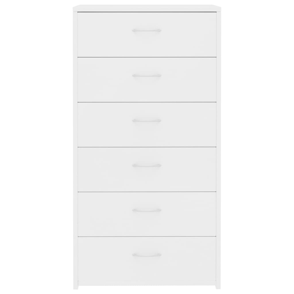 Skjenk med 6 skuffer hvit 50x34x96 cm konstruert tre