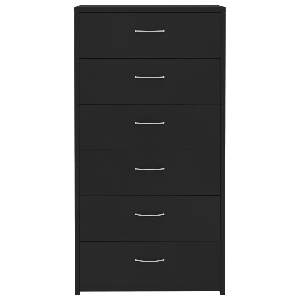 Skjenk med 6 skuffer svart 50x34x96 cm konstruert tre