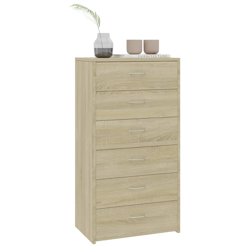 Skjenk med 6 skuffer sonoma eik 50x34x96 cm konstruert tre vidaXL