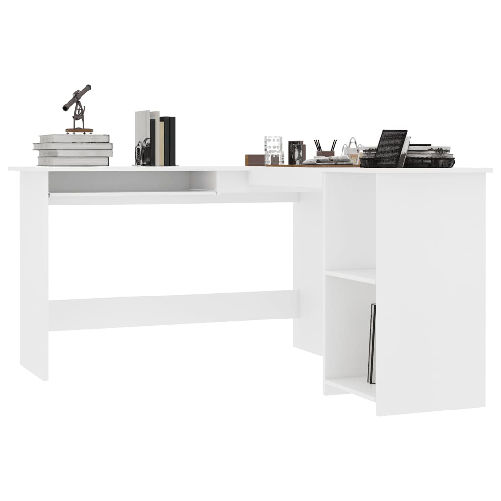L-formet skrivebord hvit 120x140x75 cm konstruert tre