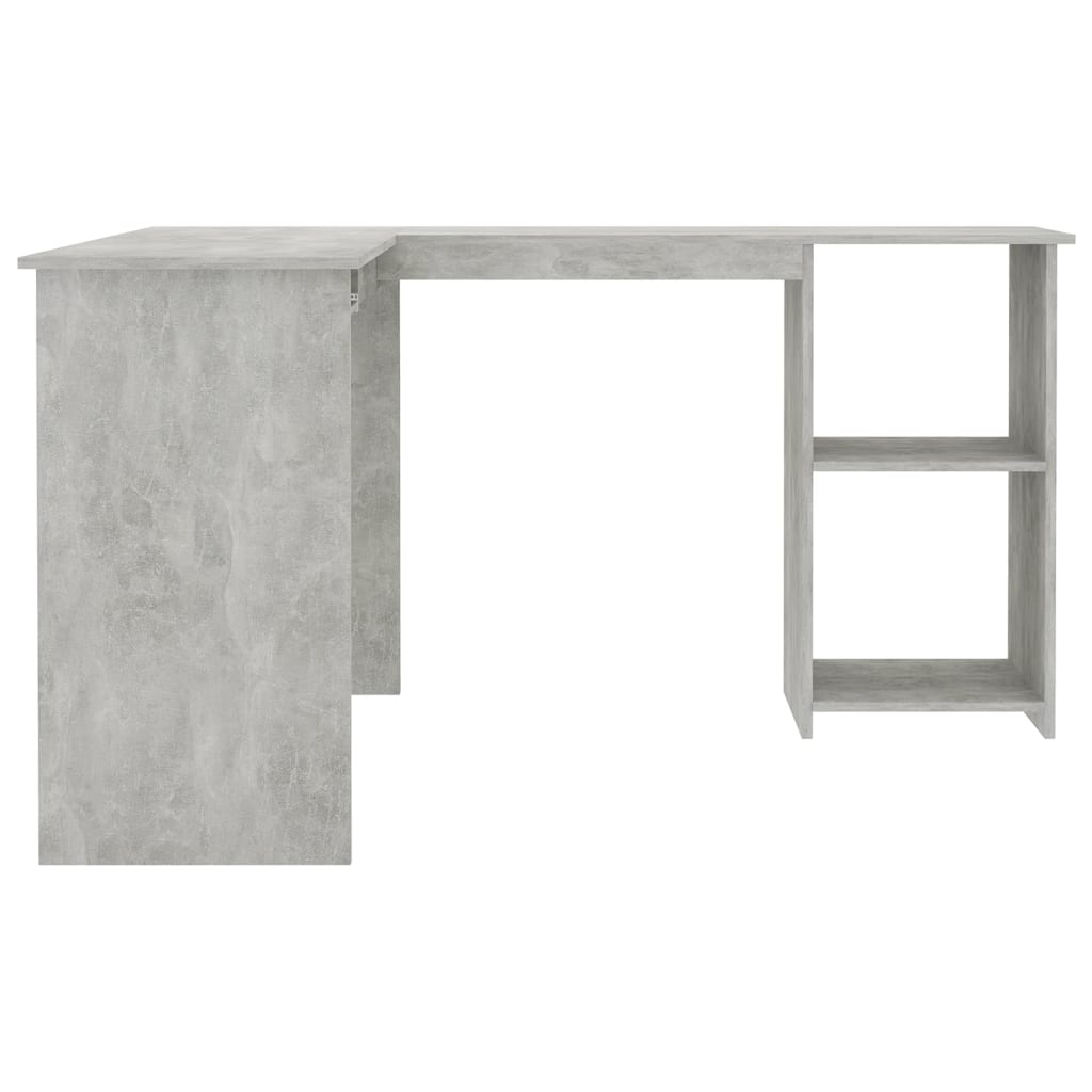 L-formet skrivebord betonggrå 120x140x75 cm konstruert tre