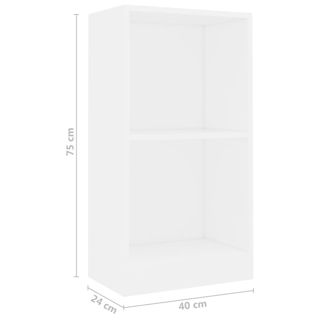Bokhylle hvit 40x24x75 cm konstruert tre