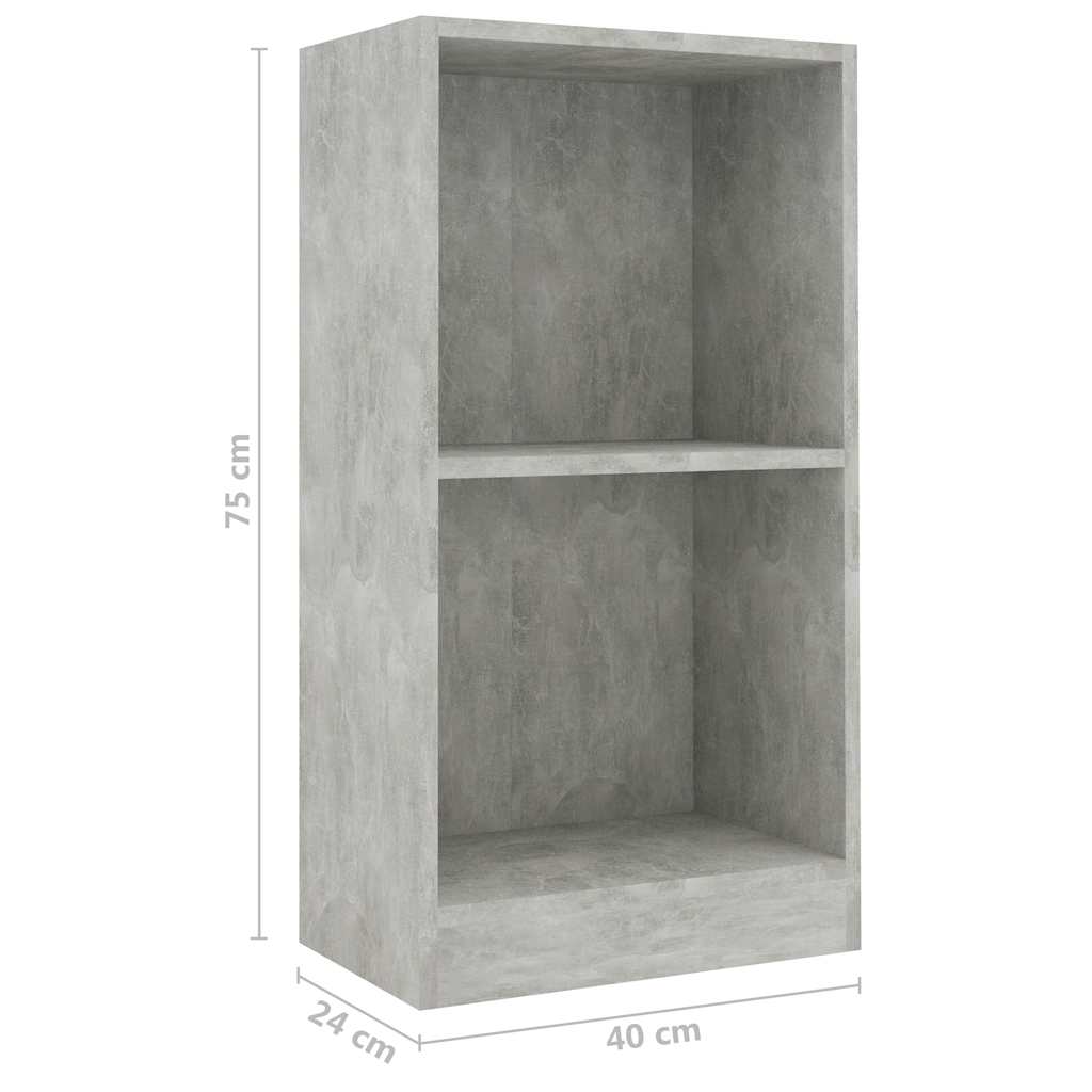 Bokhylle betonggrå 40x24x75 cm konstruert tre
