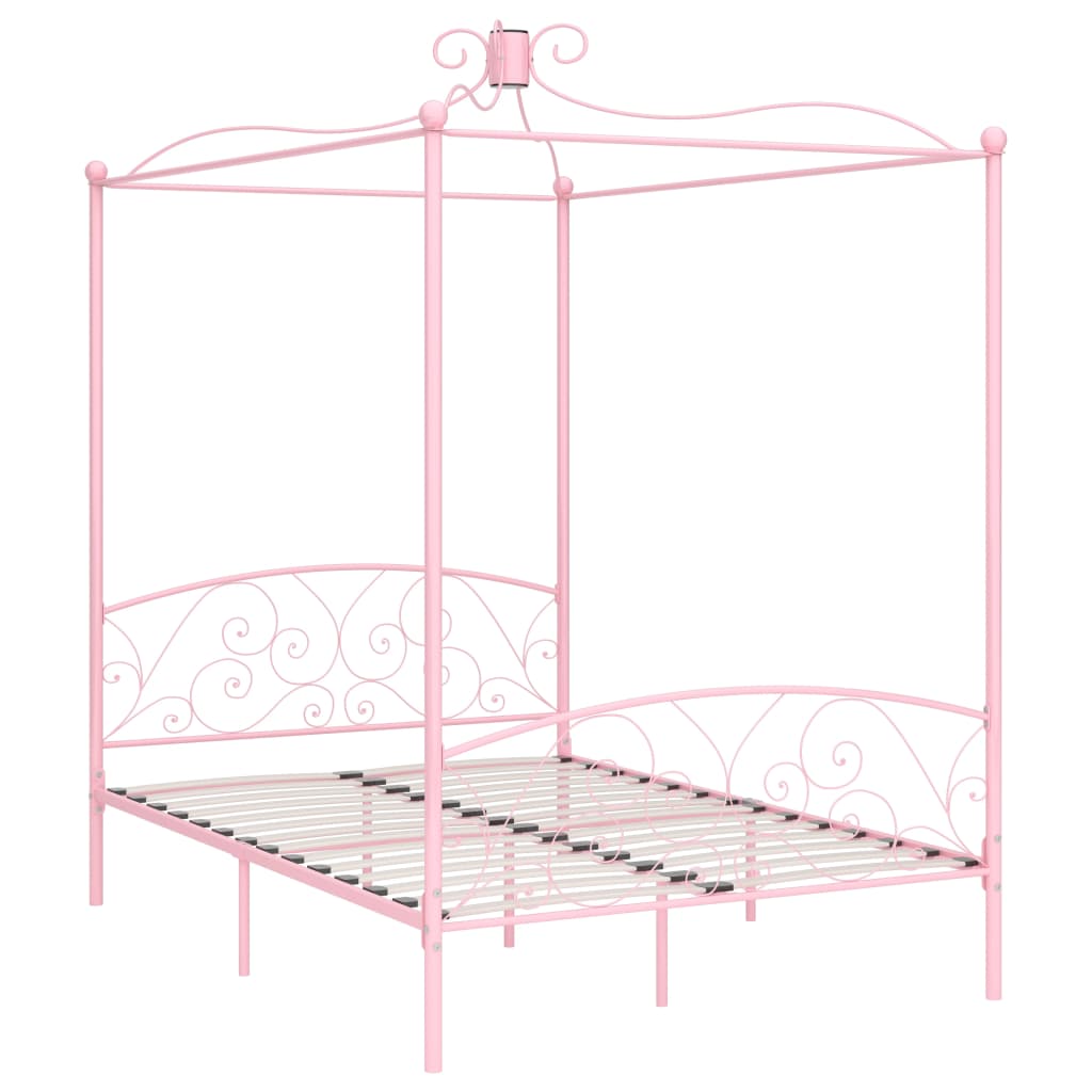 Himmelsengeramme rosa metall 140x200 cm