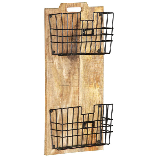Vegghengt magasinstativ 33x10x67 cm heltre mango