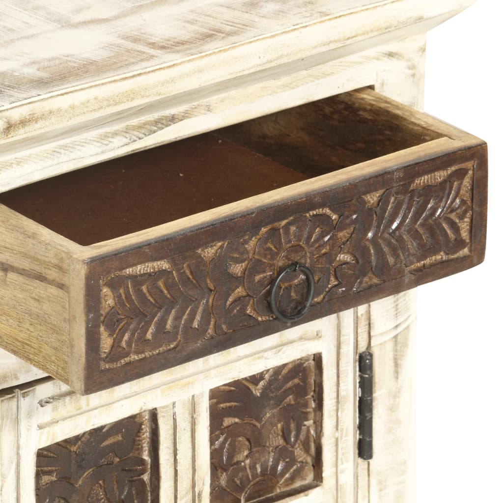 Nattbord hvit 40x30x50 cm heltre mango