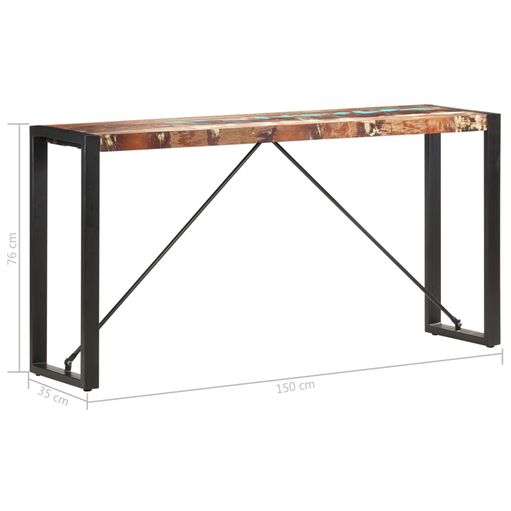 Konsollbord 150x35x76 cm gjenvunnet heltre
