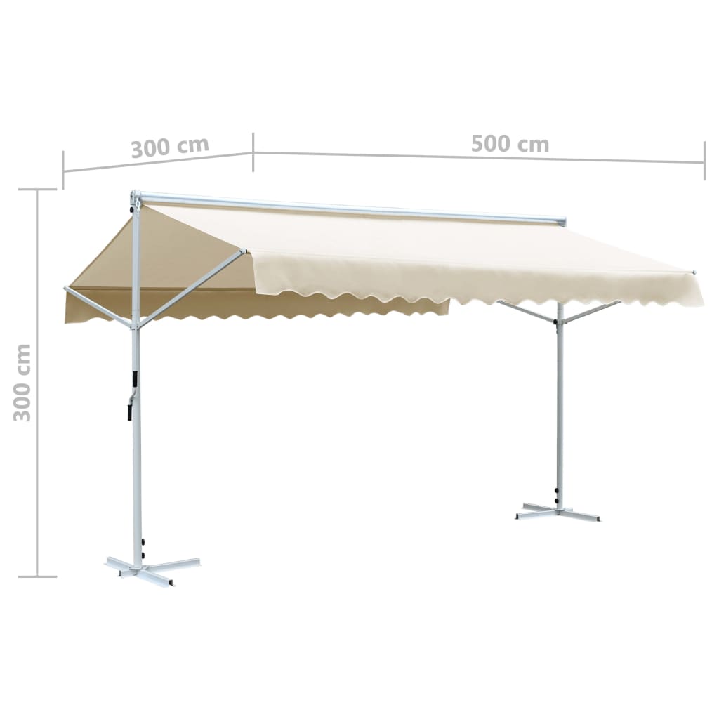 Frittstående markise 500x300 m kremhvit vidaXL