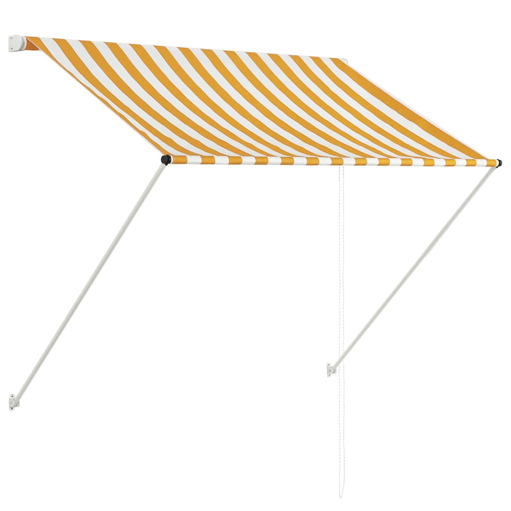Uttrekkbar markise 100x150 cm gul og hvit vidaXL