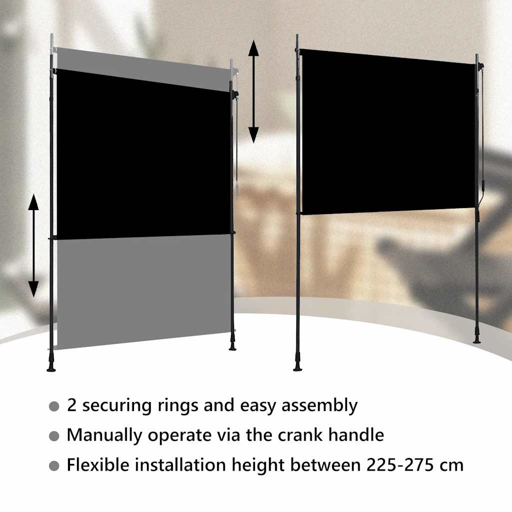 Utendørs rullegardin 200x270 cm antrasitt vidaXL