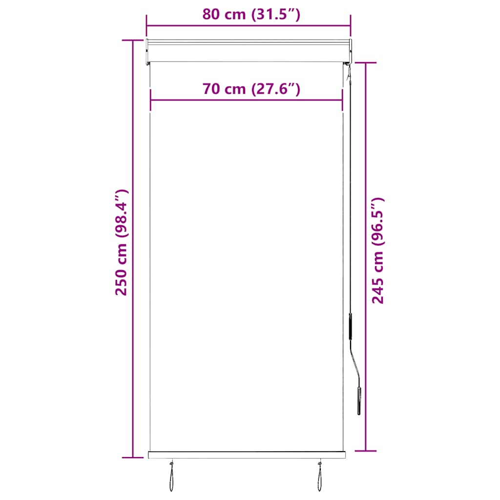 Utendørs rullegardin 80x250 cm gul og blå vidaXL