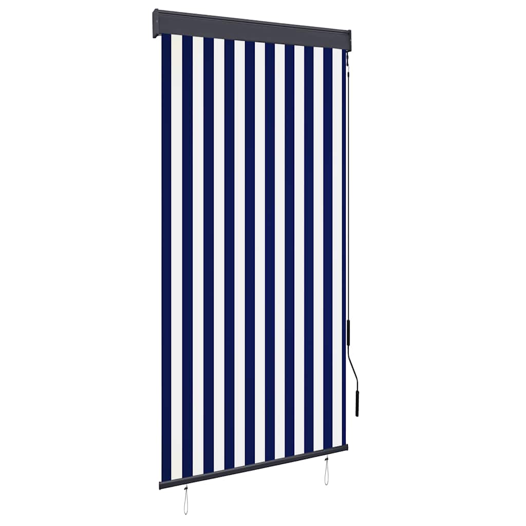 Utendørs rullegardin 100x250 cm blå og hvit