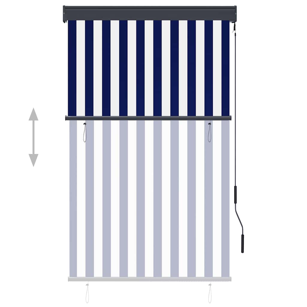 Utendørs rullegardin 100x250 cm blå og hvit