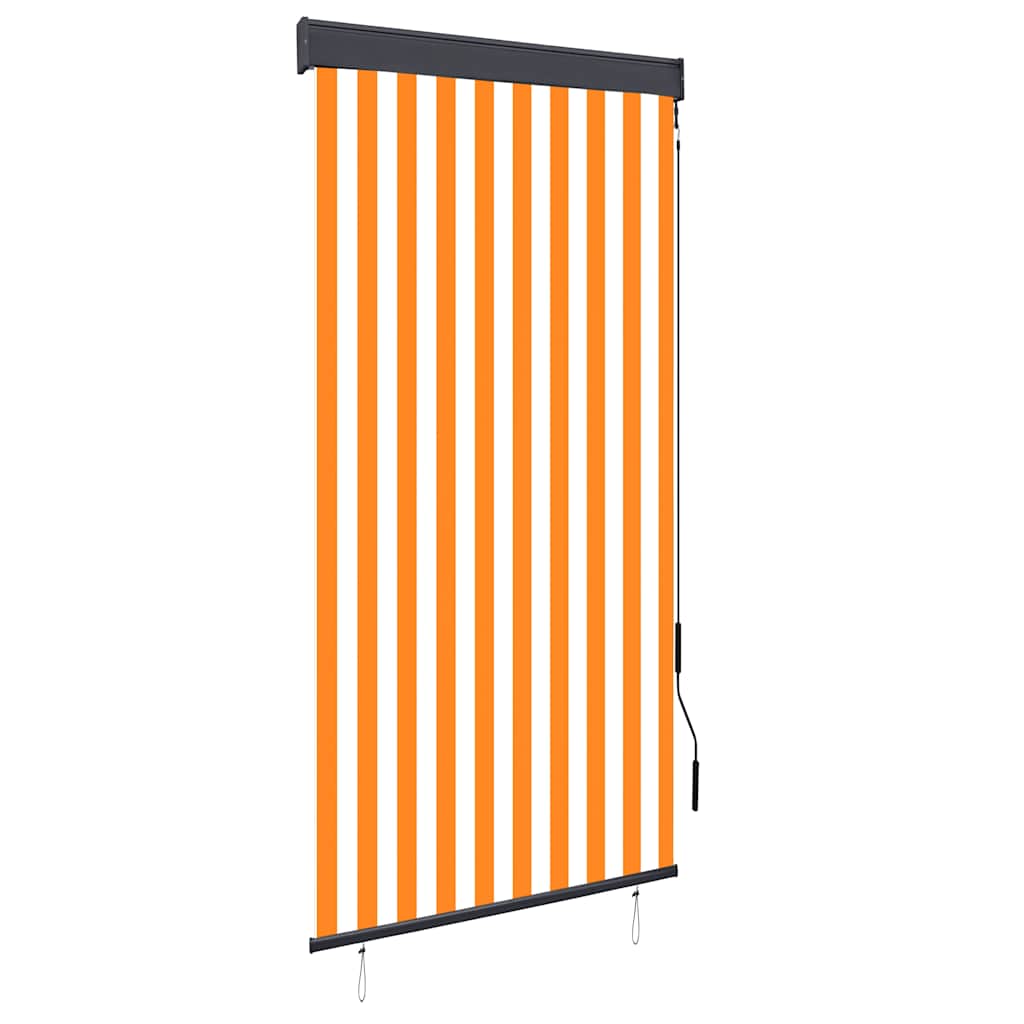 Utendørs rullegardin 100x250 cm hvit og oransje vidaXL